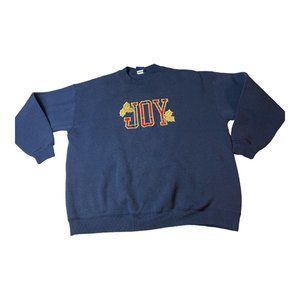 Vintage Holiday Joy Crewneck Sweatshirt Navy Blue XL Holidays Made In USA
